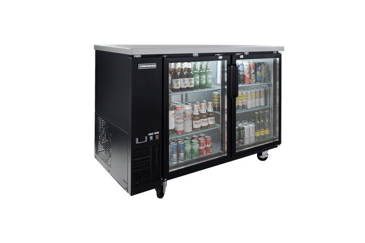 Enhanced Refrigeration EBB - 2G - HC Enhanced Back Bar Cooler, 58" Wide, 2 Glass Doors, Black Exterior with Stainless Steel Top - Enhanced Refrigeration - Enhanced Equipment