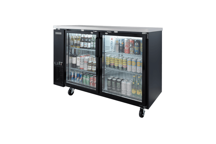 Enhanced Refrigeration EBB - 2G - HC Enhanced Back Bar Cooler, 58" Wide, 2 Glass Doors, Black Exterior with Stainless Steel Top - Enhanced Refrigeration - Enhanced Equipment
