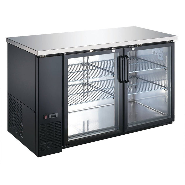 Enhanced Refrigeration EBB-2G-SS-HC Enhanced 58" Back Bar Cooler, 2 Glass Doors, Stainless Steel Exterior - Enhanced Refrigeration - Refrigeration - Enhanced Equipment