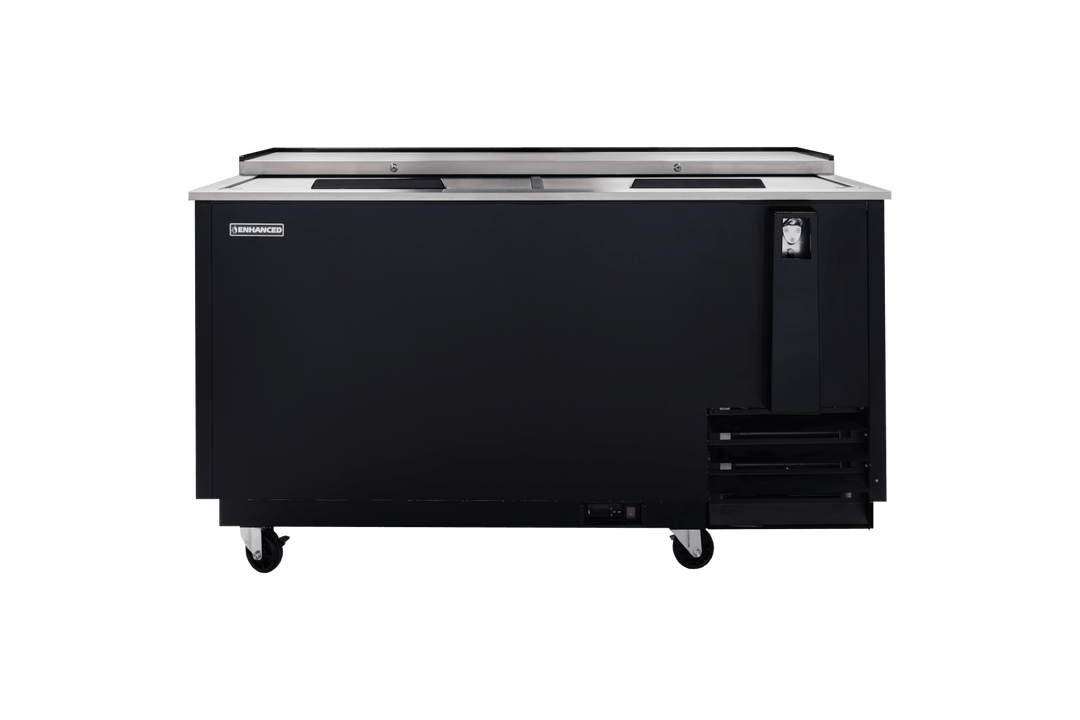 Enhanced Refrigeration EBC - 65 - HC Enhanced Bottle Cooler Refrigerator, 65" Wide, Black, 2 - Slide Top Doors - Enhanced Refrigeration - Enhanced Equipment