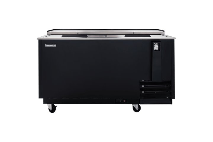 Enhanced Refrigeration EBC - 65 - HC Enhanced Bottle Cooler Refrigerator, 65" Wide, Black, 2 - Slide Top Doors - Enhanced Refrigeration - Enhanced Equipment