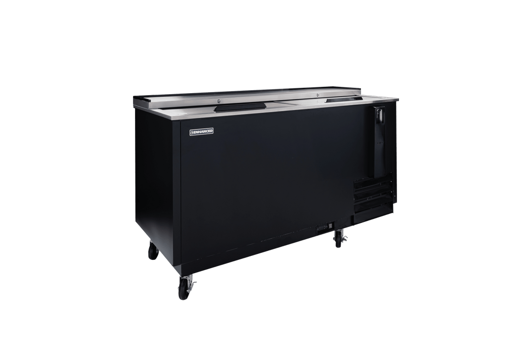 Enhanced Refrigeration EBC - 65 - HC Enhanced Bottle Cooler Refrigerator, 65" Wide, Black, 2 - Slide Top Doors - Enhanced Refrigeration - Enhanced Equipment