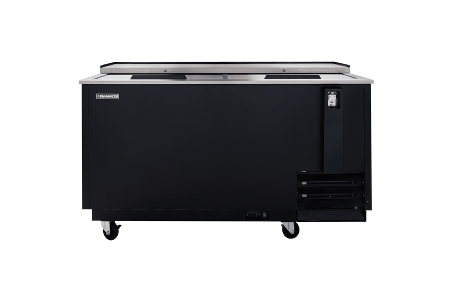 Enhanced Refrigeration EBC - 65 - HC Enhanced Bottle Cooler Refrigerator, 65" Wide, Black, 2 - Slide Top Doors - Enhanced Refrigeration - Enhanced Equipment