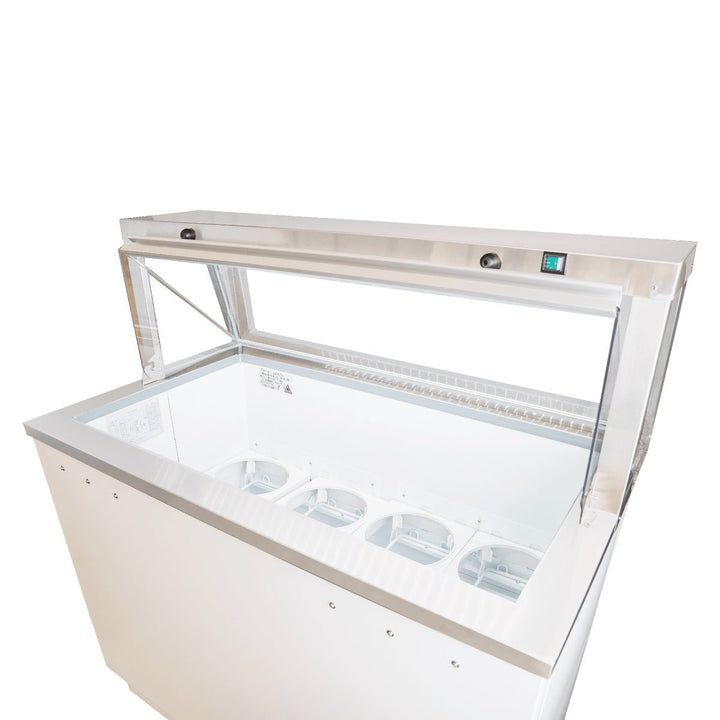 Enhanced Refrigeration EDC-46-HC 46" Dipping Cabinet with Sneeze Guard, White - Enhanced Refrigeration - Freezer/Dipping Cabinet - Enhanced Equipment