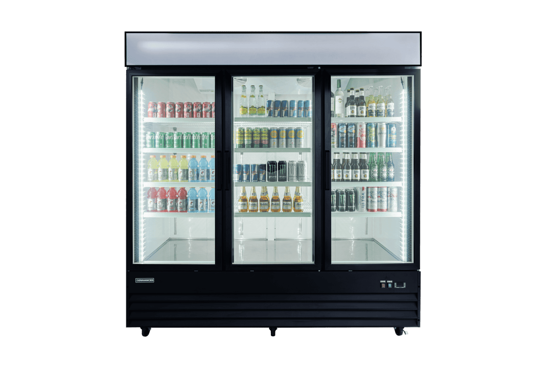 Enhanced Refrigeration EGDM - 60R - HC Enhanced 3 - Door Glass Merchandiser Refrigerator, Black Exterior - Enhanced Refrigeration - Refrigeration - Enhanced Equipment