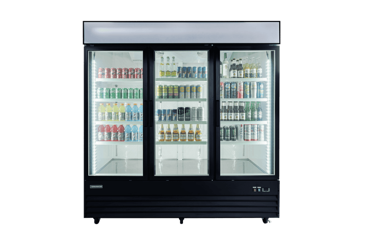 Enhanced Refrigeration EGDM - 60R - HC Enhanced 3 - Door Glass Merchandiser Refrigerator, Black Exterior - Enhanced Refrigeration - Refrigeration - Enhanced Equipment