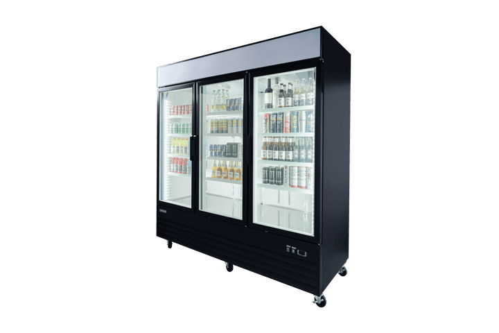Enhanced Refrigeration EGDM - 60R - HC Enhanced 3 - Door Glass Merchandiser Refrigerator, Black Exterior - Enhanced Refrigeration - Refrigeration - Enhanced Equipment