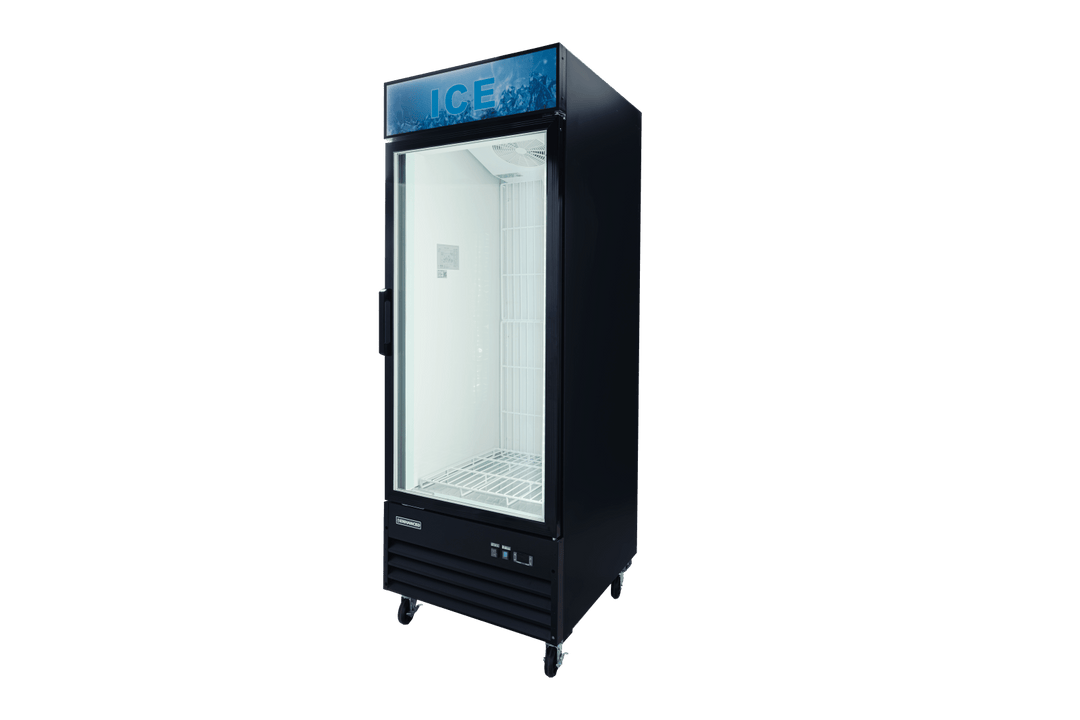 Enhanced Refrigeration EGDM - ICE1 - HC Single Glass Door Ice Merchandiser Freezer, 23 Cu. Ft., Black - Enhanced Refrigeration - Enhanced Equipment