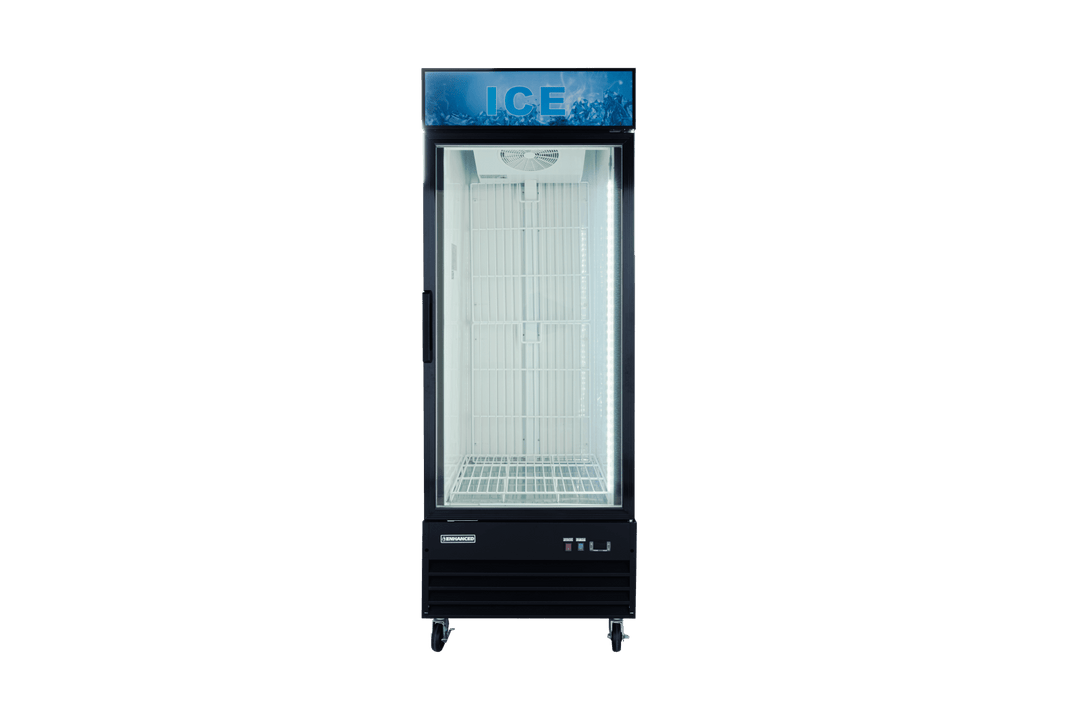 Enhanced Refrigeration EGDM - ICE1 - HC Single Glass Door Ice Merchandiser Freezer, 23 Cu. Ft., Black - Enhanced Refrigeration - Enhanced Equipment
