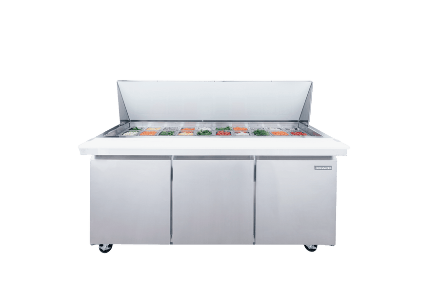 Enhanced Refrigeration ESPM - 72 - 30 - HC Enhanced 72" Mega Top Refrigerated Sandwich/Salad Prep Table - Enhanced Refrigeration TH - XX - Refrigeration - Enhanced Equipment