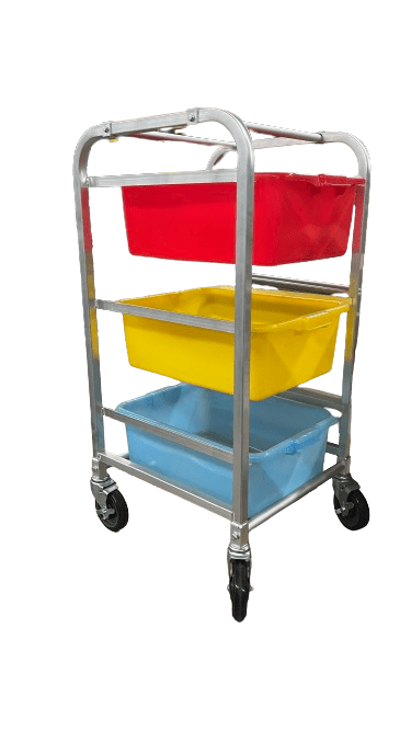 Enhanced SS & Equipment E-ABBC-3KD-HD Heavy Duty Aluminum Bus Box Cart, 3-Box Capacity with Casters and Brakes, KD - Enhanced SS & Equipment - Carts - Enhanced Equipment