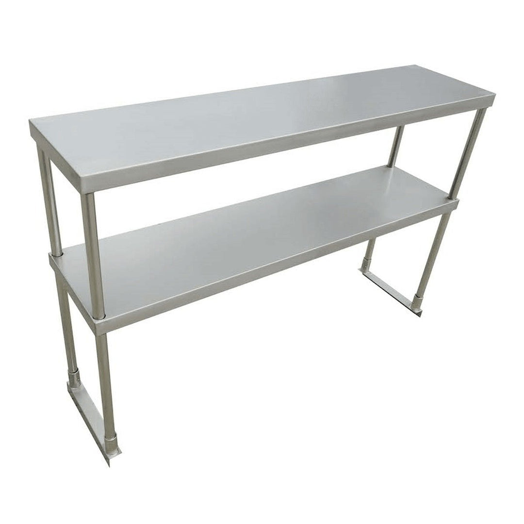 Enhanced SS & Equipment E-DOS-1247 18-Gauge 430 Stainless Steel Double Tier Overshelf, 12" x 46-7/8" x 32"H - Enhanced SS & Equipment - Enhanced Equipment