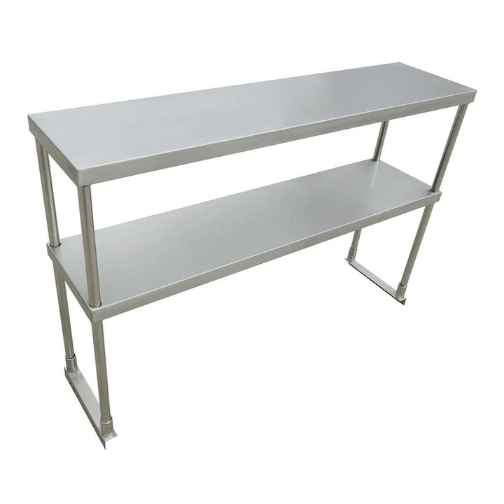 Enhanced SS & Equipment E-DOS-1247 18-Gauge 430 Stainless Steel Double Tier Overshelf, 12" x 46-7/8" x 32"H - Enhanced SS & Equipment - Enhanced Equipment