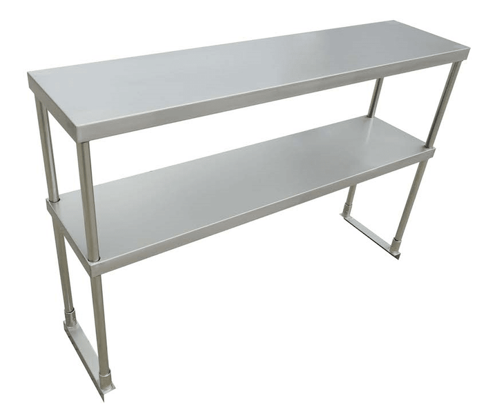 Enhanced SS & Equipment E-DOS-1247 18-Gauge 430 Stainless Steel Double Tier Overshelf, 12" x 46-7/8" x 32"H - Enhanced SS & Equipment - Enhanced Equipment