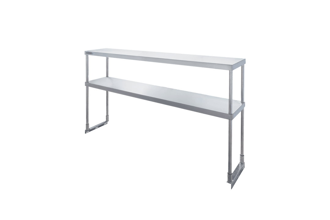 Enhanced SS & Equipment E-DOS-1261 Custom Double Tier Stainless Steel Overshelf 12" x 60-1/4" x 32"H - Enhanced SS & Equipment - Enhanced Equipment