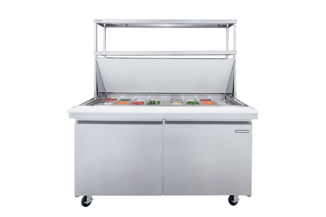 Enhanced SS & Equipment E-DOS-1261 Custom Double Tier Stainless Steel Overshelf 12" x 60-1/4" x 32"H - Enhanced SS & Equipment - Enhanced Equipment