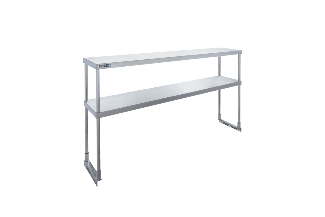 Enhanced SS & Equipment E-DOS-1261 Custom Double Tier Stainless Steel Overshelf 12" x 60-1/4" x 32"H - Enhanced SS & Equipment - Enhanced Equipment
