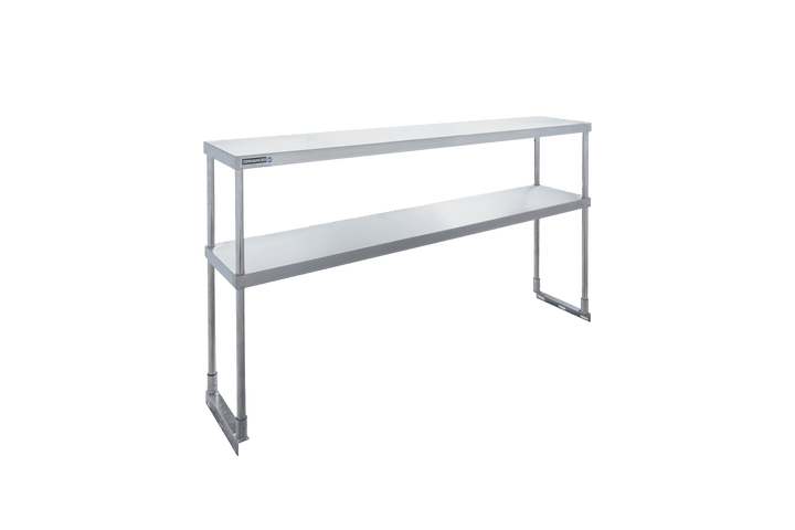 Enhanced SS & Equipment E-DOS-1261 Custom Double Tier Stainless Steel Overshelf 12" x 60-1/4" x 32"H - Enhanced SS & Equipment - Enhanced Equipment
