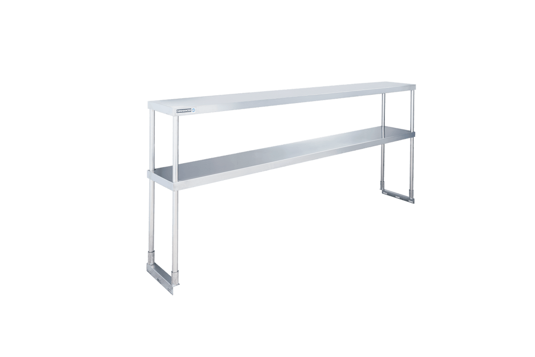 Enhanced SS & Equipment E-DOS-1271 18GA 430 Stainless Steel Custom Double Tier Overshelf 12" x 70-1/2" x 32"H - Enhanced SS & Equipment - Enhanced Equipment