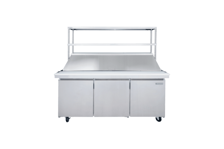 Enhanced SS & Equipment E-DOS-1271 18GA 430 Stainless Steel Custom Double Tier Overshelf 12" x 70-1/2" x 32"H - Enhanced SS & Equipment - Enhanced Equipment
