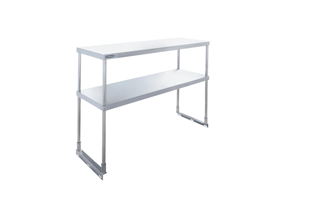 Enhanced SS & Equipment E - DOS - 1647 Enhanced Double Tier Stainless Steel Over Shelf, 16 x 46 - 7/8 x 32H - Enhanced SS & Equipment - Enhanced Equipment