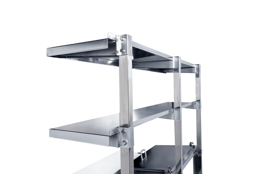 Enhanced SS & Equipment E - DOS - PT1448 Double Tier Rear Mount Stainless Steel Overshelf for Prep Table, 14"x48"x48"H - Enhanced SS & Equipment - Enhanced Equipment