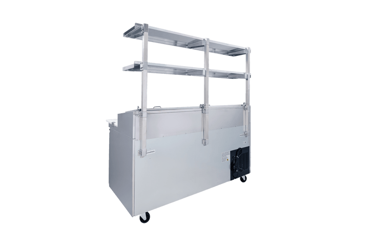 Enhanced SS & Equipment E - DOS - PT1448 Double Tier Rear Mount Stainless Steel Overshelf for Prep Table, 14"x48"x48"H - Enhanced SS & Equipment - Enhanced Equipment