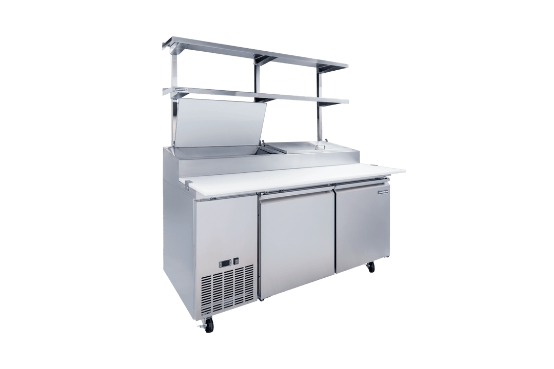 Enhanced SS & Equipment E - DOS - PT1472 Double Tier Stainless Steel Overshelf for Prep Table, 14"x72"x48"H - Enhanced SS & Equipment - Enhanced Equipment