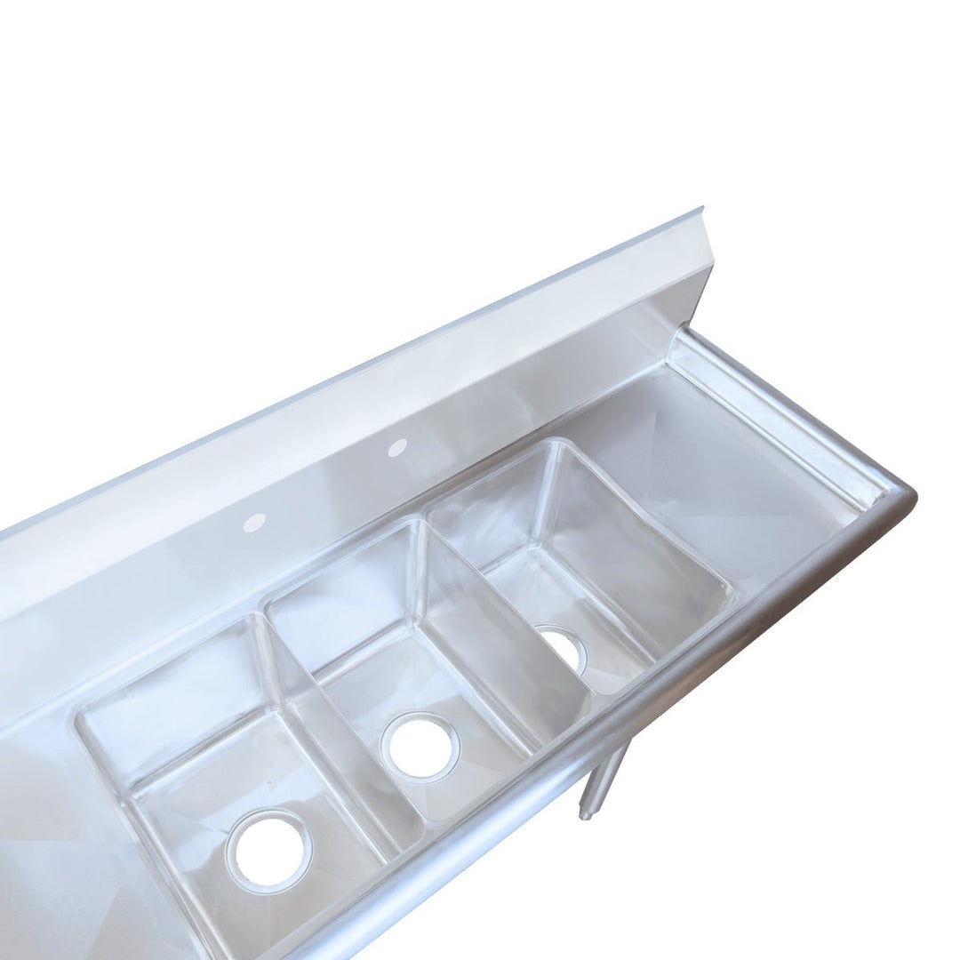 Enhanced SS & Equipment E-S3C101410-12LR-318 3-Tub Stainless Steel Sink with Left and Right Drainboards - Enhanced SS & Equipment - Sinks - Enhanced Equipment