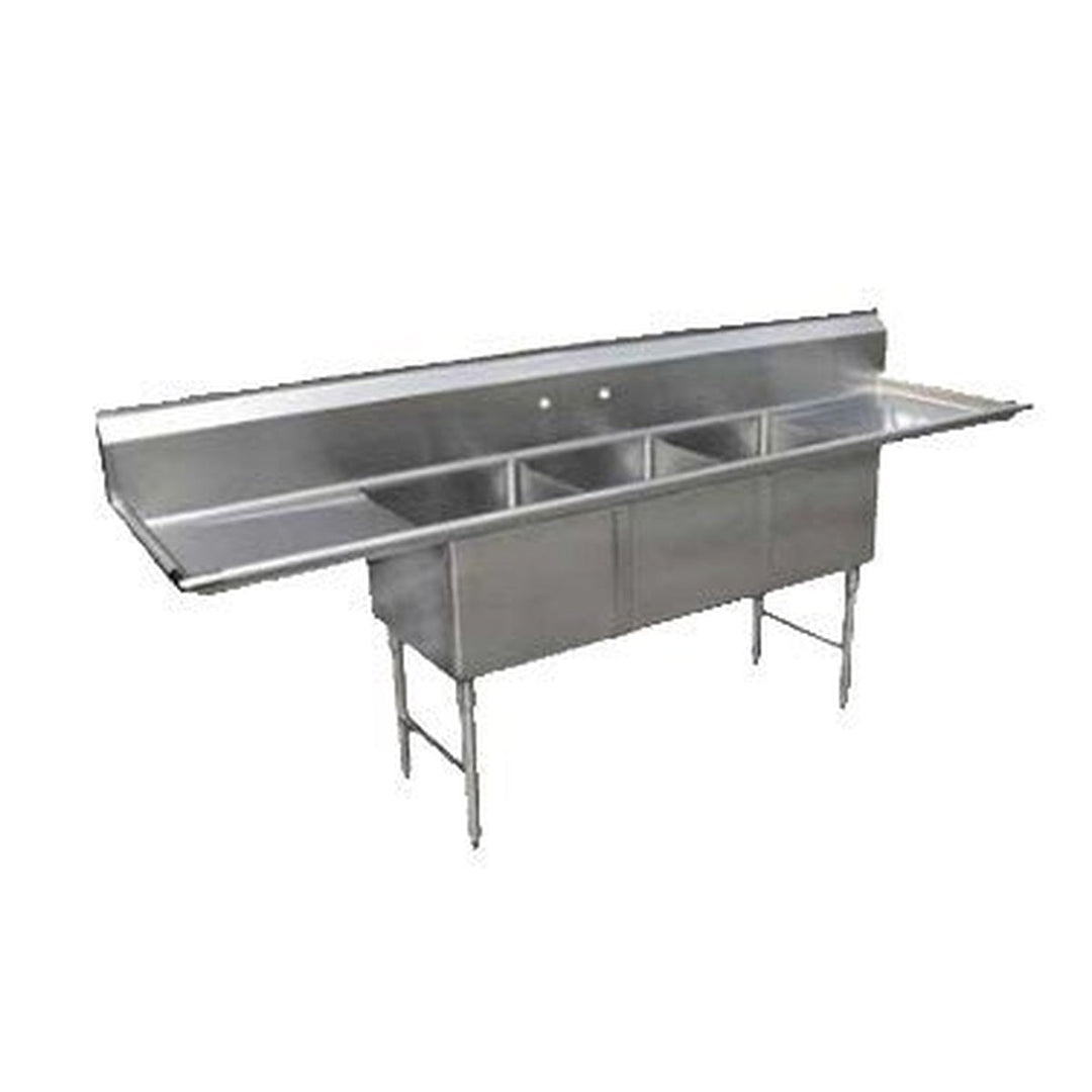 Enhanced SS & Equipment E-S3C182414-18LR-316 3-Compartment Straight Sink with Right and Left Drainboards - Enhanced SS & Equipment - Sinks - Enhanced Equipment