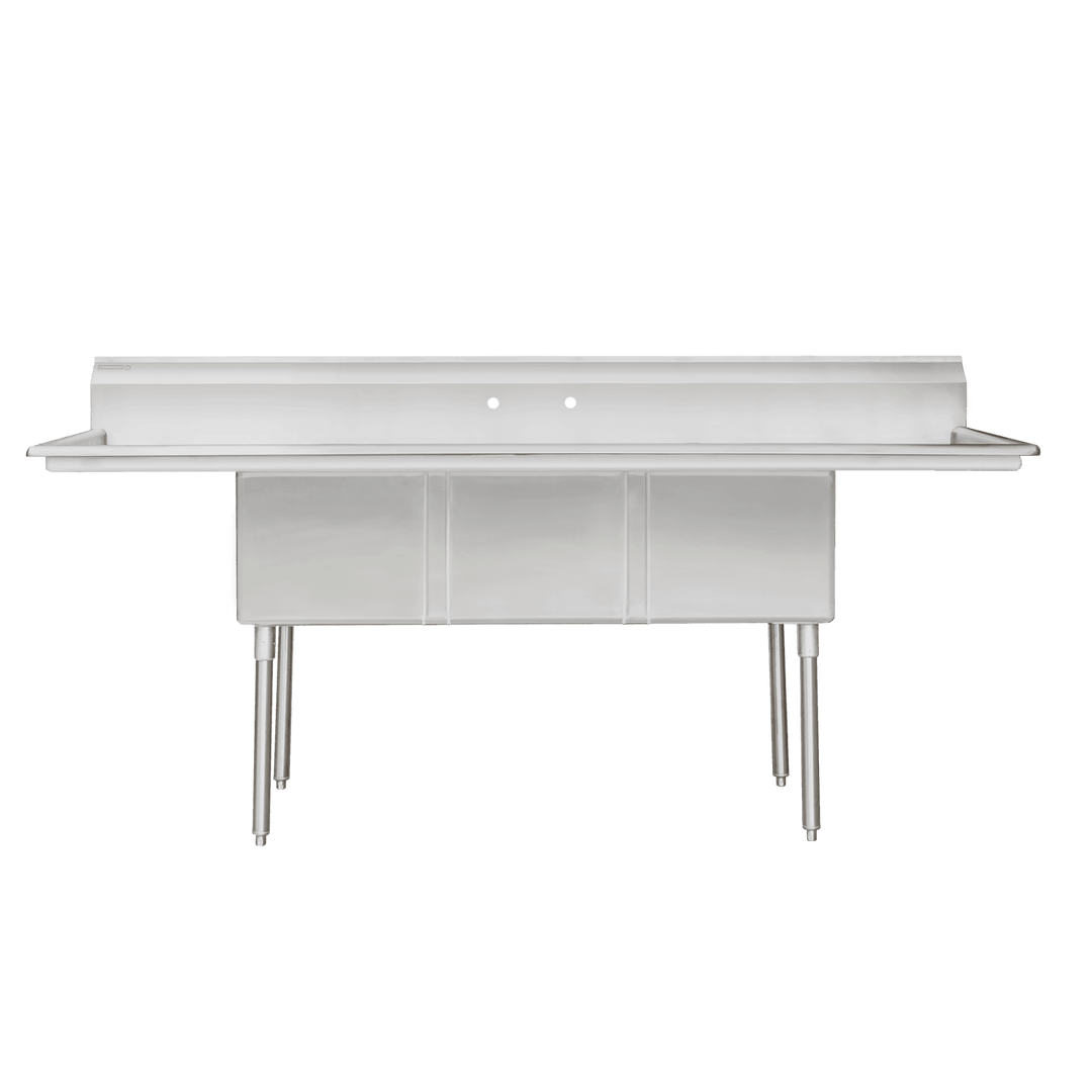 Enhanced SS & Equipment E-S3C182414-18LR-316 3-Compartment Straight Sink with Right and Left Drainboards - Enhanced SS & Equipment - Sinks - Enhanced Equipment