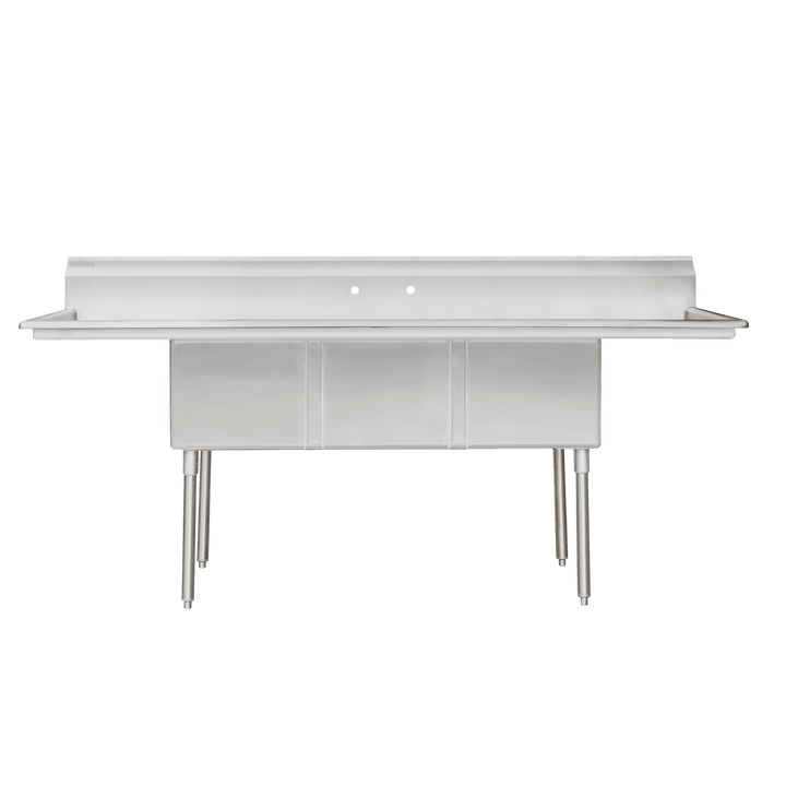 Enhanced SS & Equipment E-S3C182414-18LR-316 3-Compartment Straight Sink with Right and Left Drainboards - Enhanced SS & Equipment - Sinks - Enhanced Equipment