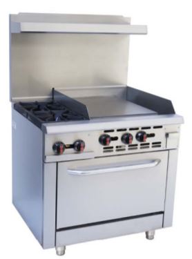 ER - 2 - 24G Enhanced RANGE 36" , 2 OPEN BURNERS AND 24" GRILL - Enhanced Gas Equipment - Range - Enhanced Equipment