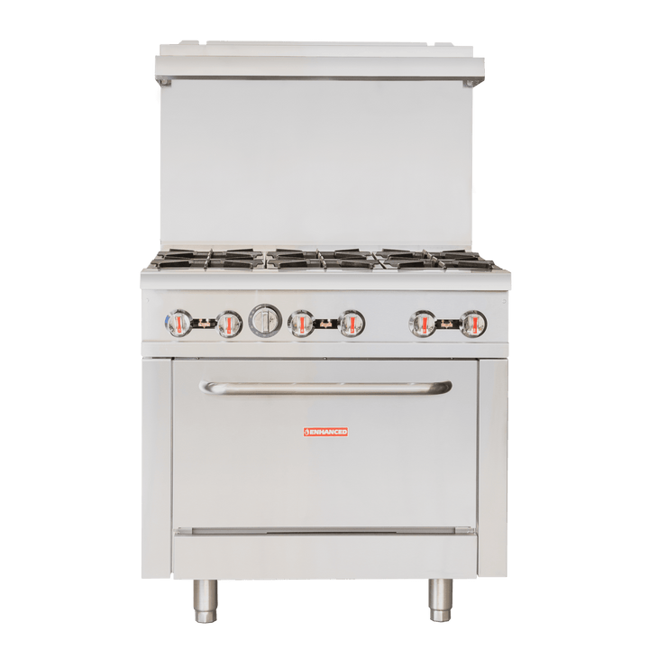 ER - 6 Enhanced 36" Gas Range, 6 Burner with Oven - Enhanced Gas Equipment - Range - Enhanced Equipment