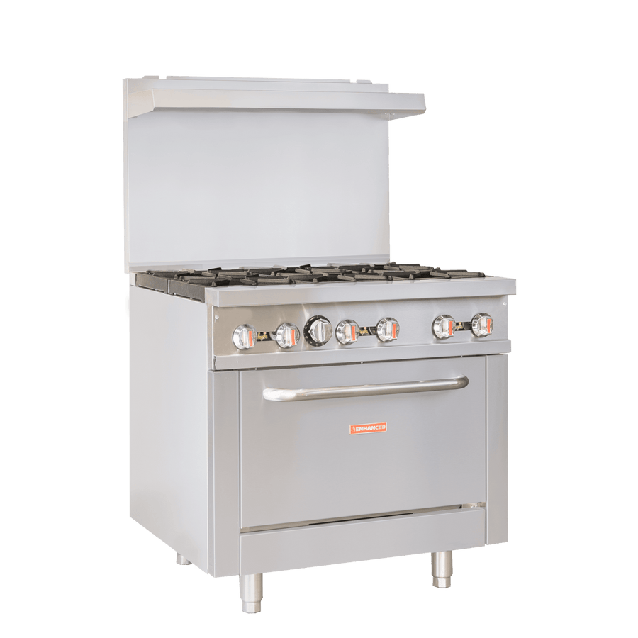 ER - 6 Enhanced 36" Gas Range, 6 Burner with Oven - Enhanced Gas Equipment - Range - Enhanced Equipment