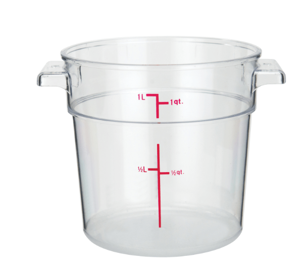 ERC1C Cresco Resco Round Food Container 1 qt, Clear - Enhanced Smallwares - Enhanced Equipment