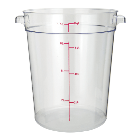 ERC8C Cresco Resco Round Food Container 8 qt, Clear - Enhanced Smallwares - Enhanced Equipment
