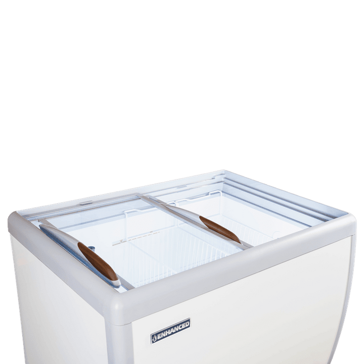 ERI - 260 Enhanced Freezer, sliding flat glass lids, led lights inside, 40" wide, 2 baskets - Enhanced Freezers - Freezer/Dipping Cabinet - Enhanced Equipment