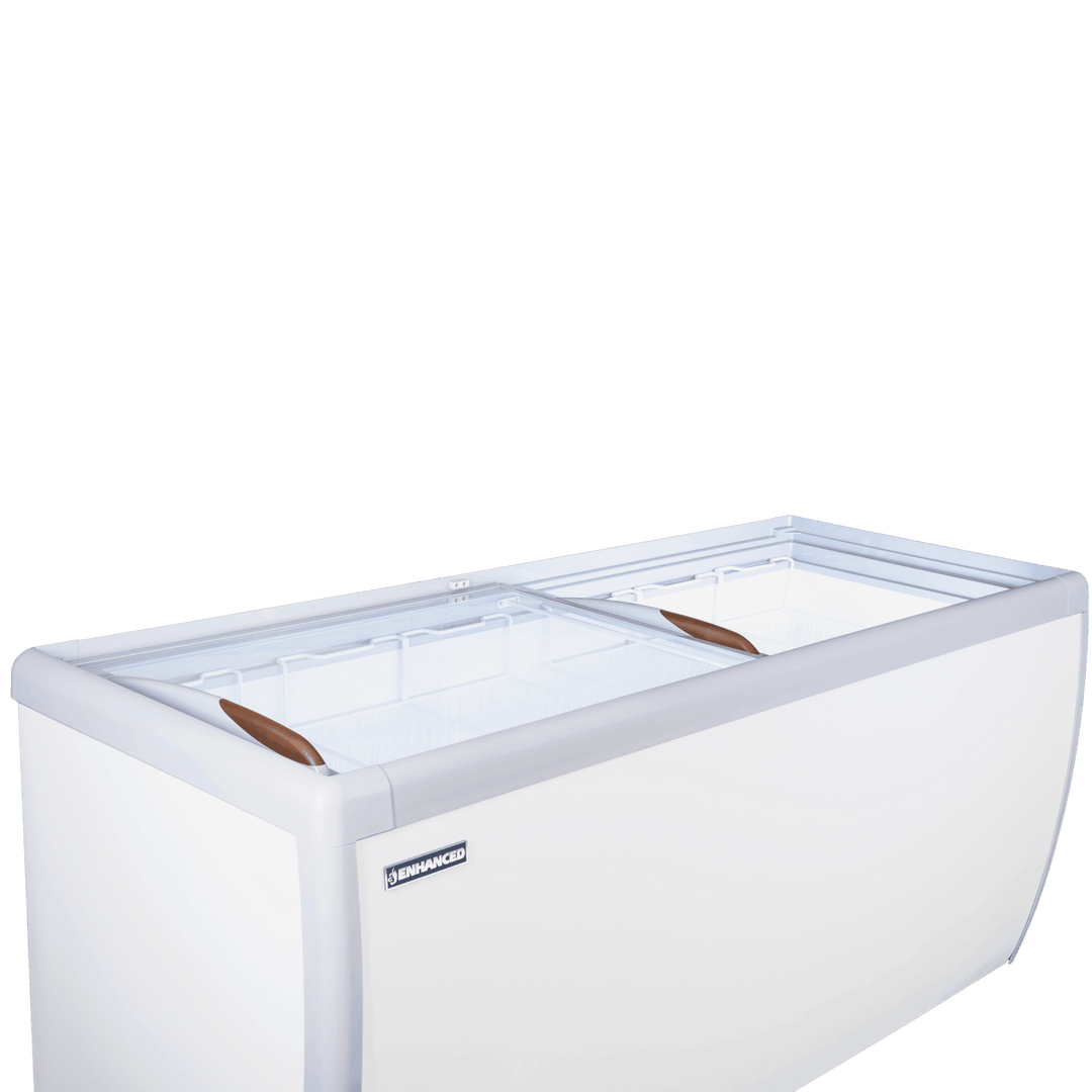 ERI - 560 Enhanced Freezer, sliding flat glass lids, led lights inside, 71" wide, 6 baskets - Enhanced Freezers - Freezer/Dipping Cabinet - Enhanced Equipment