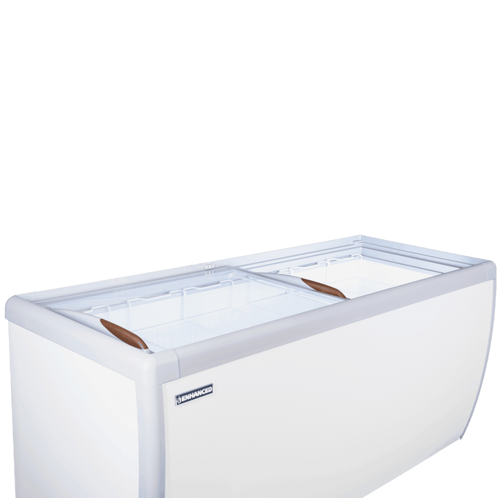 ERI - 560 Enhanced Freezer, sliding flat glass lids, led lights inside, 71" wide, 6 baskets - Enhanced Freezers - Freezer/Dipping Cabinet - Enhanced Equipment