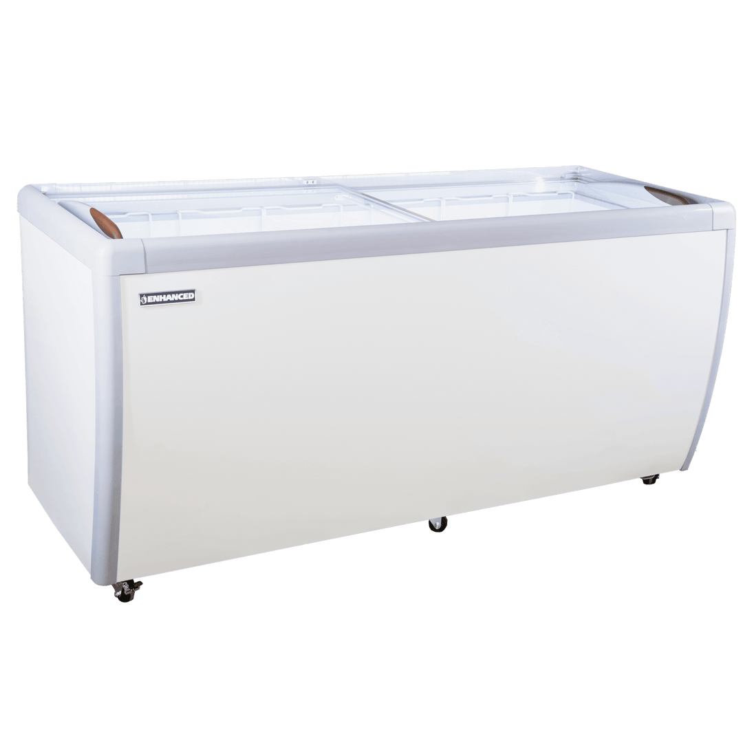 ERI - 560 Enhanced Freezer, sliding flat glass lids, led lights inside, 71" wide, 6 baskets - Enhanced Freezers - Freezer/Dipping Cabinet - Enhanced Equipment