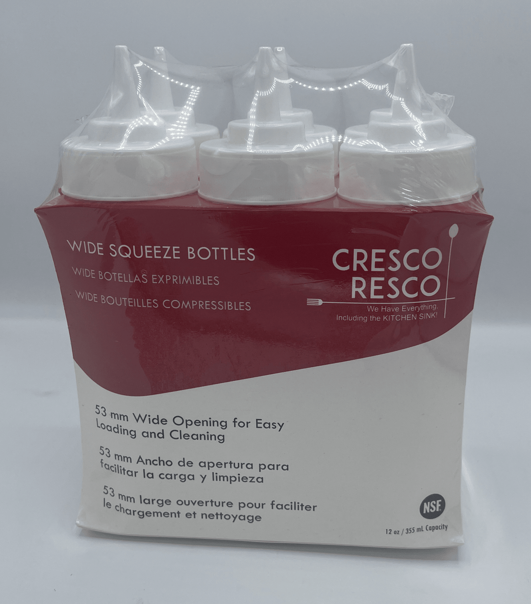 ESBW - 12PK ESBW - 12oz Cresco Resco Squeeze bottle, 12oz, Wide mouth, 6pk - Cresco Resco Smallwares - Enhanced Equipment