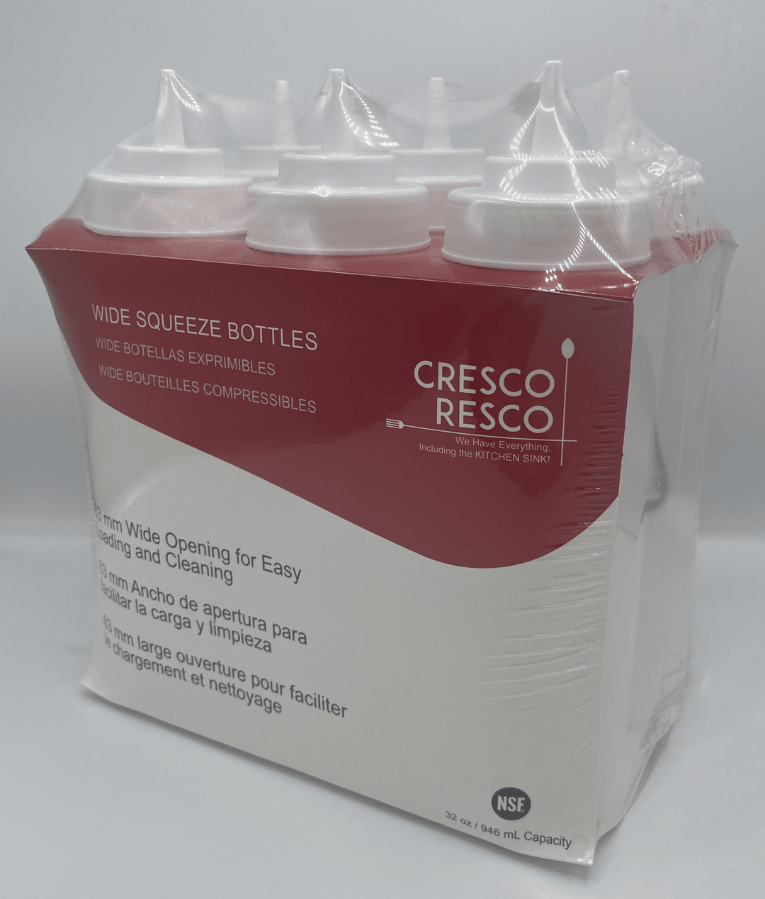 ESBW - 32PK Cresco Resco Squeeze bottle, 32oz., Wide mouth, 6 each in the pack - Cresco Resco Smallwares - Enhanced Equipment