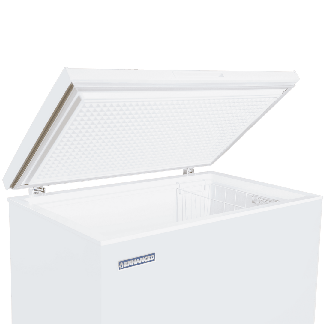 EXF - 252 Enhanced Chest Freezer, solid door, 8.1 cubic feet, white exterior, 38" wide, 1 basket - Enhanced Freezers - Freezer/Dipping Cabinet - Enhanced Equipment