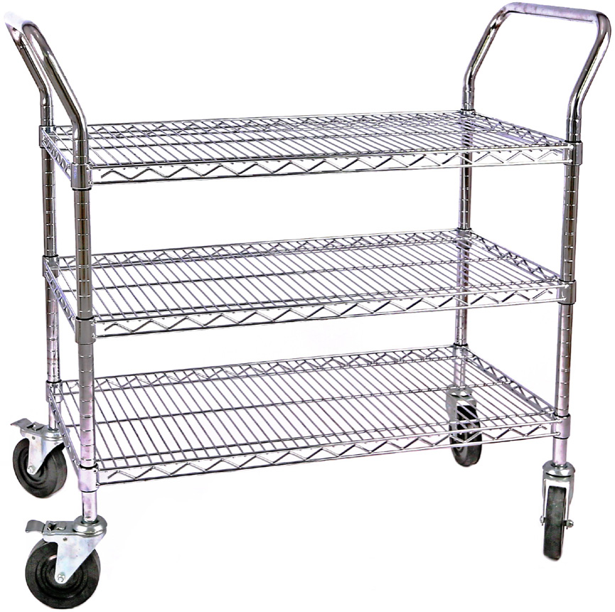 E-UT1830C Enhanced 18" x 30" Wire Cart, 3 Shelves and Casters