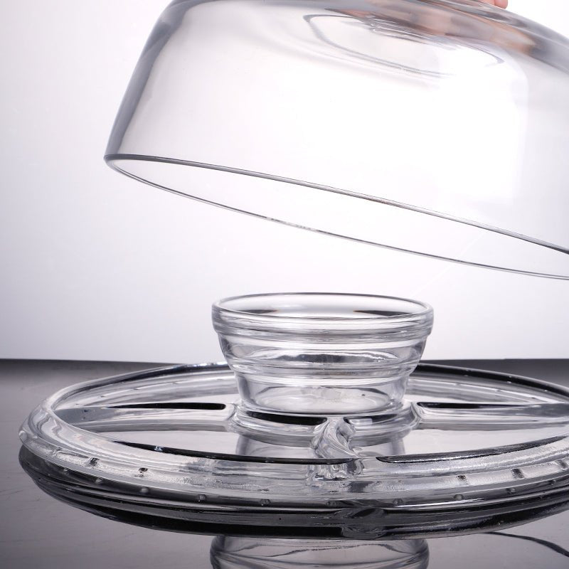 PL - 9212 Enhanced Glass Cake Stand with Dome Cover - Enhanced Glassware - Glassware - Enhanced Equipment