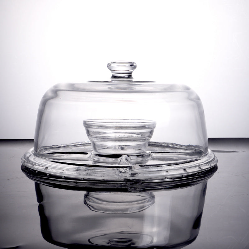 PL - 9212 Enhanced Glass Cake Stand with Dome Cover - Enhanced Glassware - Glassware - Enhanced Equipment
