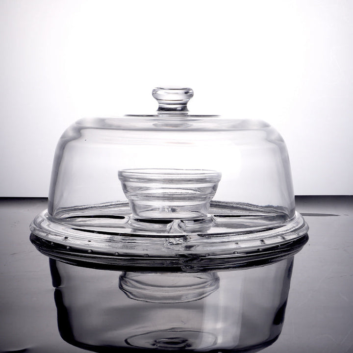 PL - 9212 Enhanced Glass Cake Stand with Dome Cover - Enhanced Glassware - Glassware - Enhanced Equipment