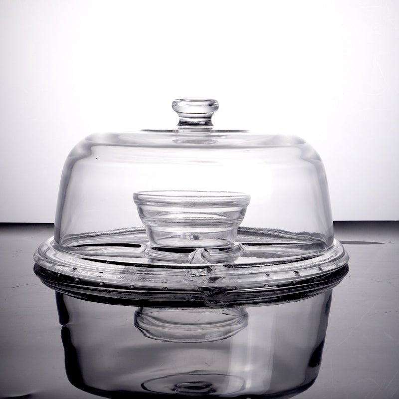 PL - 9212 Enhanced Glass Cake Stand with Dome Cover - Enhanced Glassware - Glassware - Enhanced Equipment