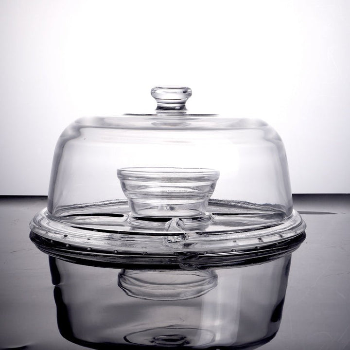 PL - 9212 Enhanced Glass Cake Stand with Dome Cover - Enhanced Glassware - Glassware - Enhanced Equipment